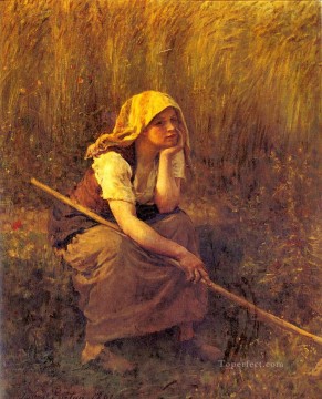  Side Painting - Summer countryside Realist Jules Breton